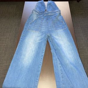 v-neck denim bell bottom jumpsuit